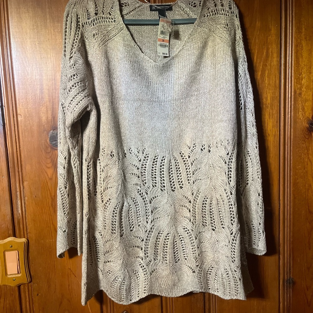 INC International Concepts Beige V-Neck Sweater